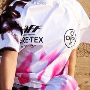 Off-White x GORE TEX Infinium White Tee with Pink & Green Graffiti Print UNISEX